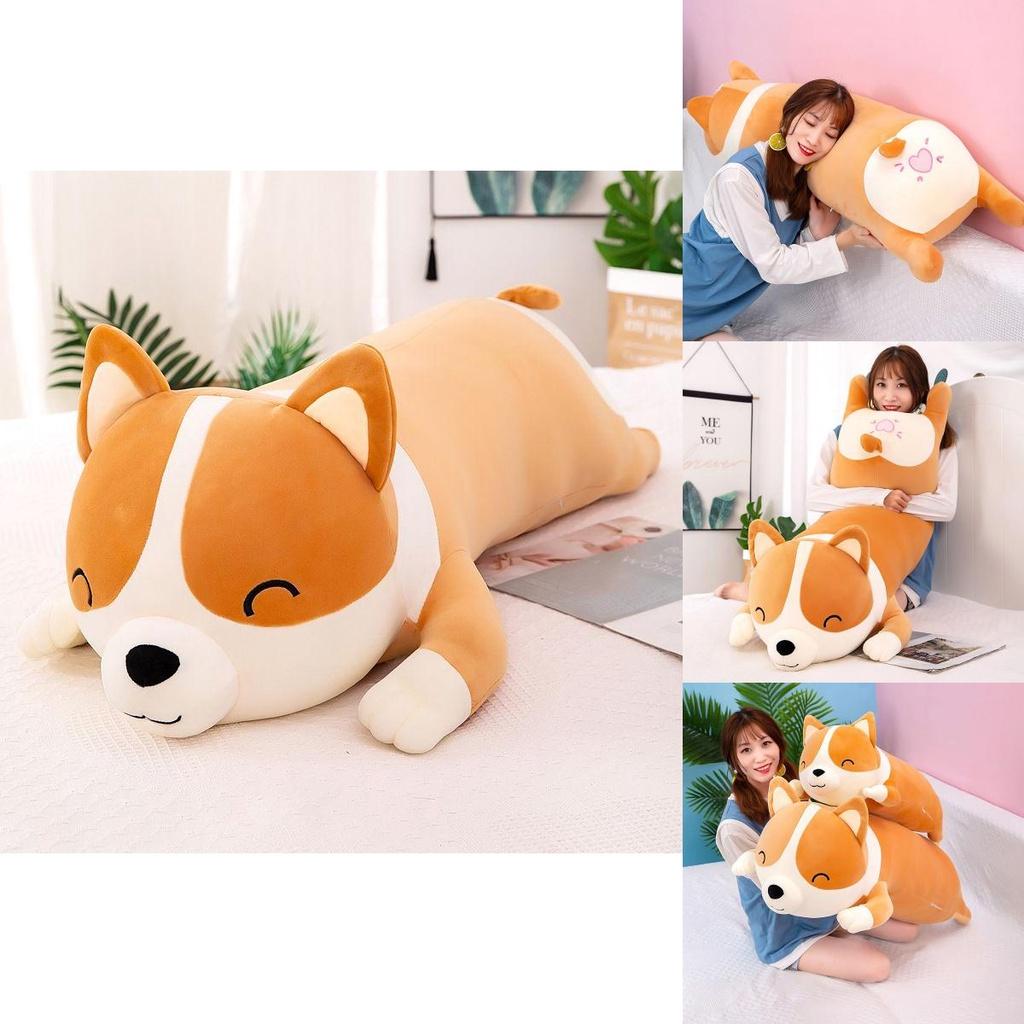 Long Corgi Plush Toys Throw Pillow Cushion Soft Stuffed Animal Doll For Xmas Birthday Gift