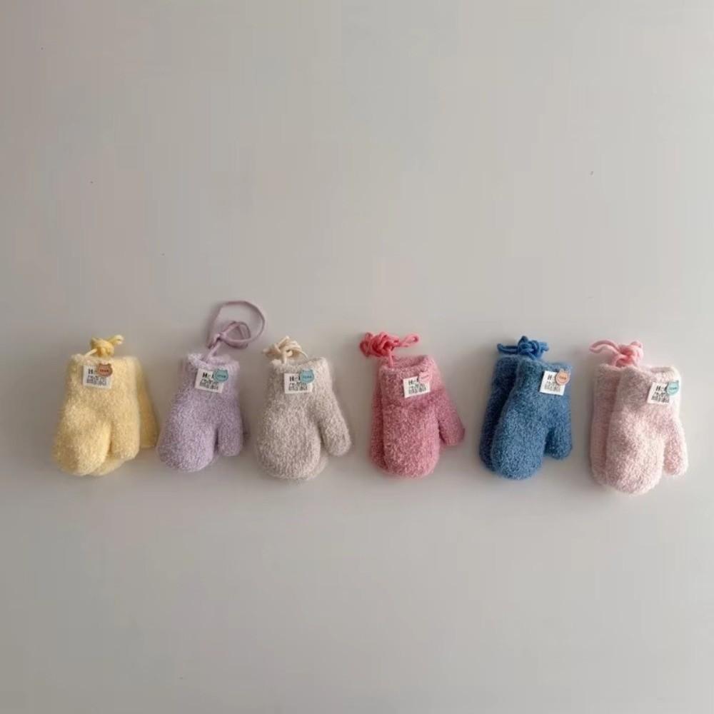 0-3Y Baby Baby Plush Gloves Thick Plush Full Finger Gloves New Warm Snow Gloves  Autumn Winter