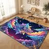 Space Cosmic Theme Crystal Velvet Floor Rug Personalized Custom Name Text Warm Carpet Home Decoration