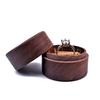 Op Maat Luxe Kleine Oorbellen Manchetknopen Ring Doos Bruin Rond Hout Cadeau Sieraden Verpakking Doos