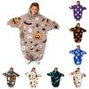 Kids Halloween Printed Flannel Romper Pajama Set for Fun Holiday Sleepwear