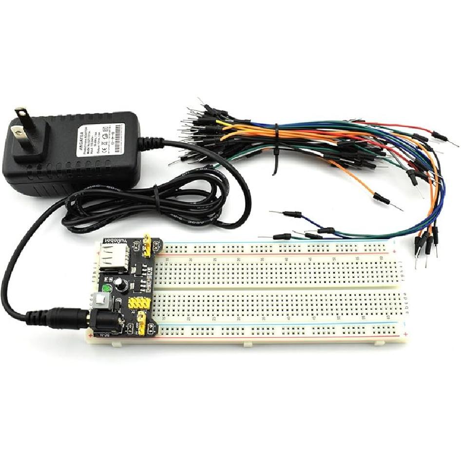 HJ Garden Electronic Component Power Supply Module Assorted Kit for Arduino, Raspberry Pi, STM32, UNO, MEGA2560 830P Breadboard + Power Module +