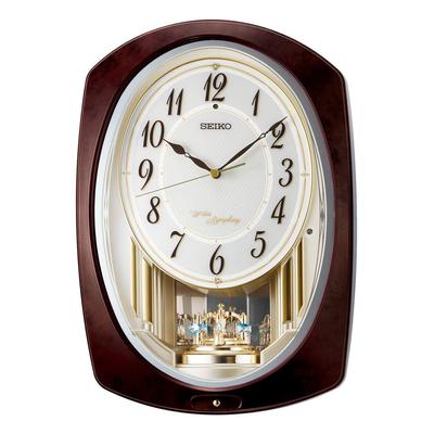 Seiko Uhr Wanduhr Melodieuhr Funk Wellen Analog Dunkelbraun Marmor 366 x 254 x 84mm AM265B