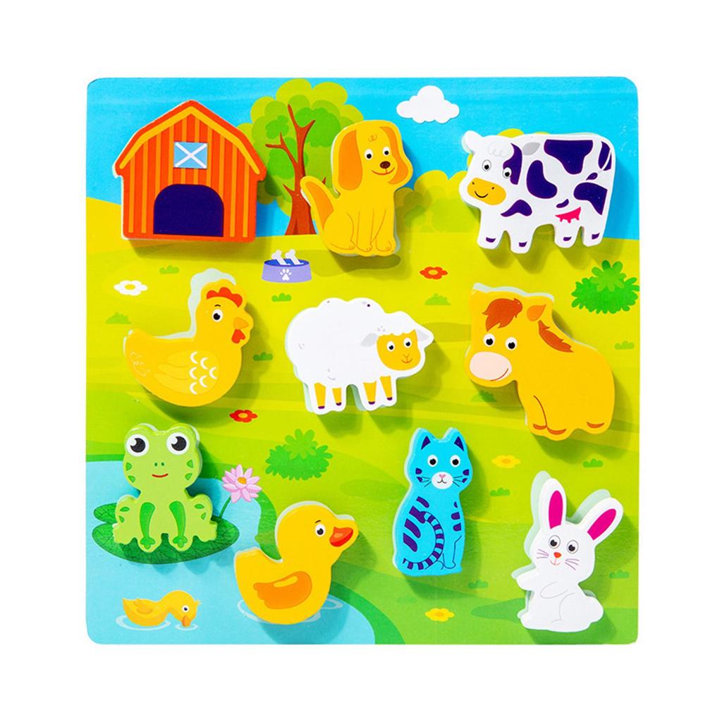 Wooden Montessori Toy Peg Puzzle Animal Shape Puzzles Fine Motor Skills Wood Sticker Book Busy Board and Girls Gifts