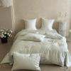 Youthful Rabbit & Blossom Embroidered Orchid Tencel Summer Quilt & Bed Sheet Set - Cool & Silky Duvet Covers