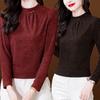 Elegant Retro Lace High-Neck Long Sleeve Women's T-Shirt for Spring