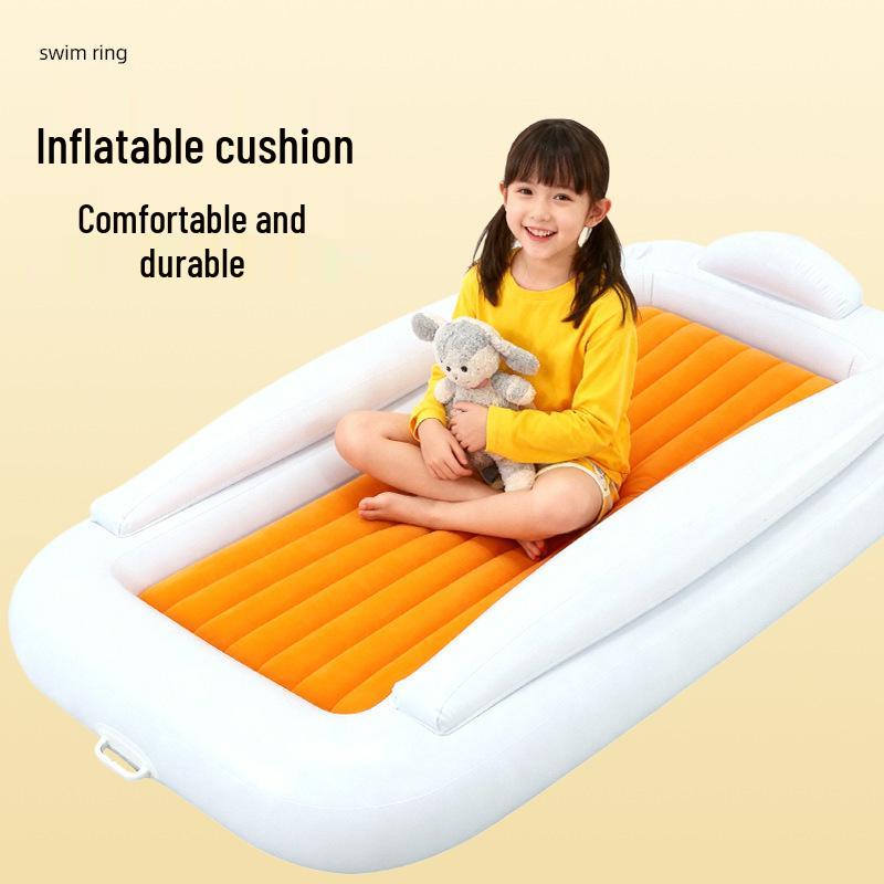 Outdoor Inflatable Baby Mattress with Detachable Flocked Raised Guardrail