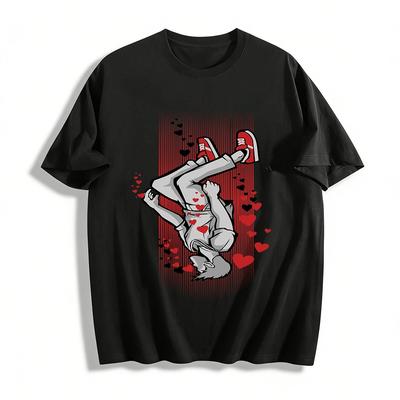 Heartbreak Falling Cool Heart Print Unisex Casual Top Pure Cotton T-shirt