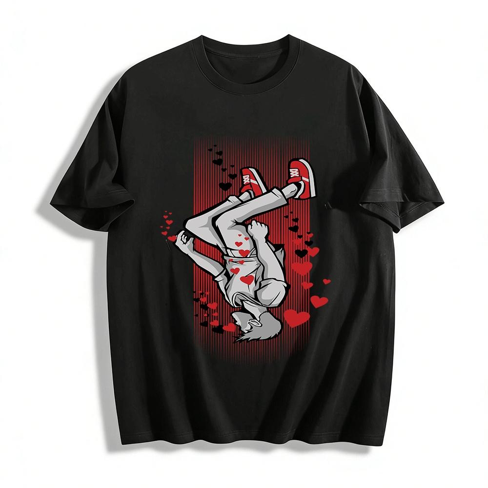 Разбитое сердце Падающее Крутое Сердце Принт Унисекс Повседневный Топ Хлопковая Футболка XXS