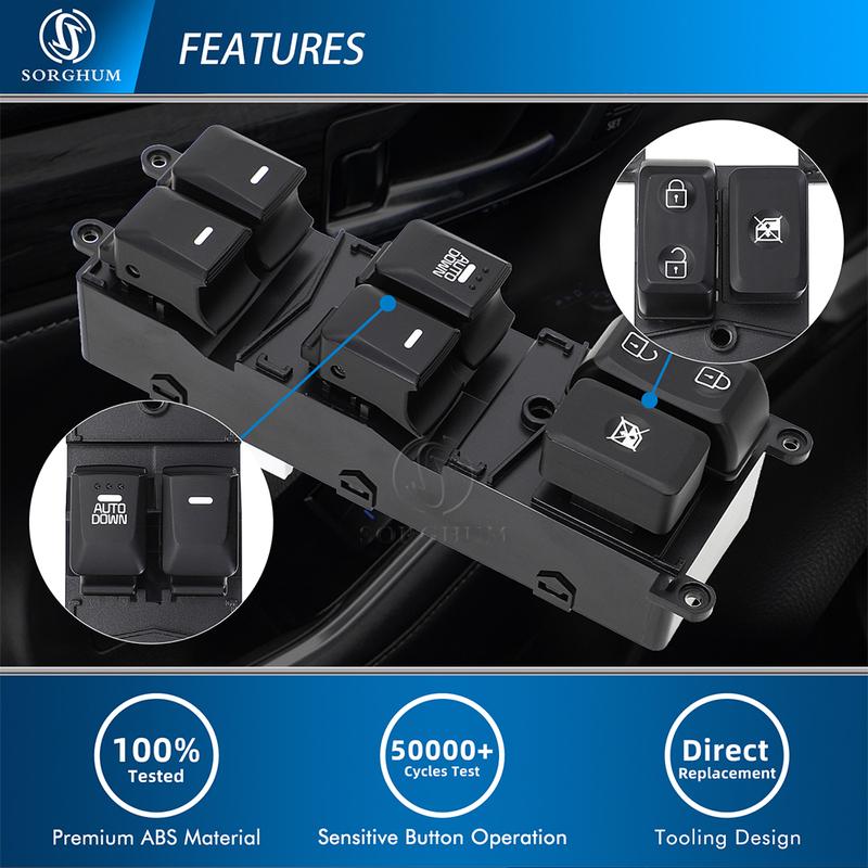 SORGHUM 93571-A7000 Master Lifter Button For Kia Forte Cerato K3 2014 2015 2016 2017 Front Left Power Window Switch 93570-B5000