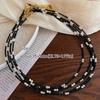 Vintage Black Pearl Necklace Black Pearl Pointed White Pearl Chain Necklace Crystal Beads Classic Jewelry Accessories