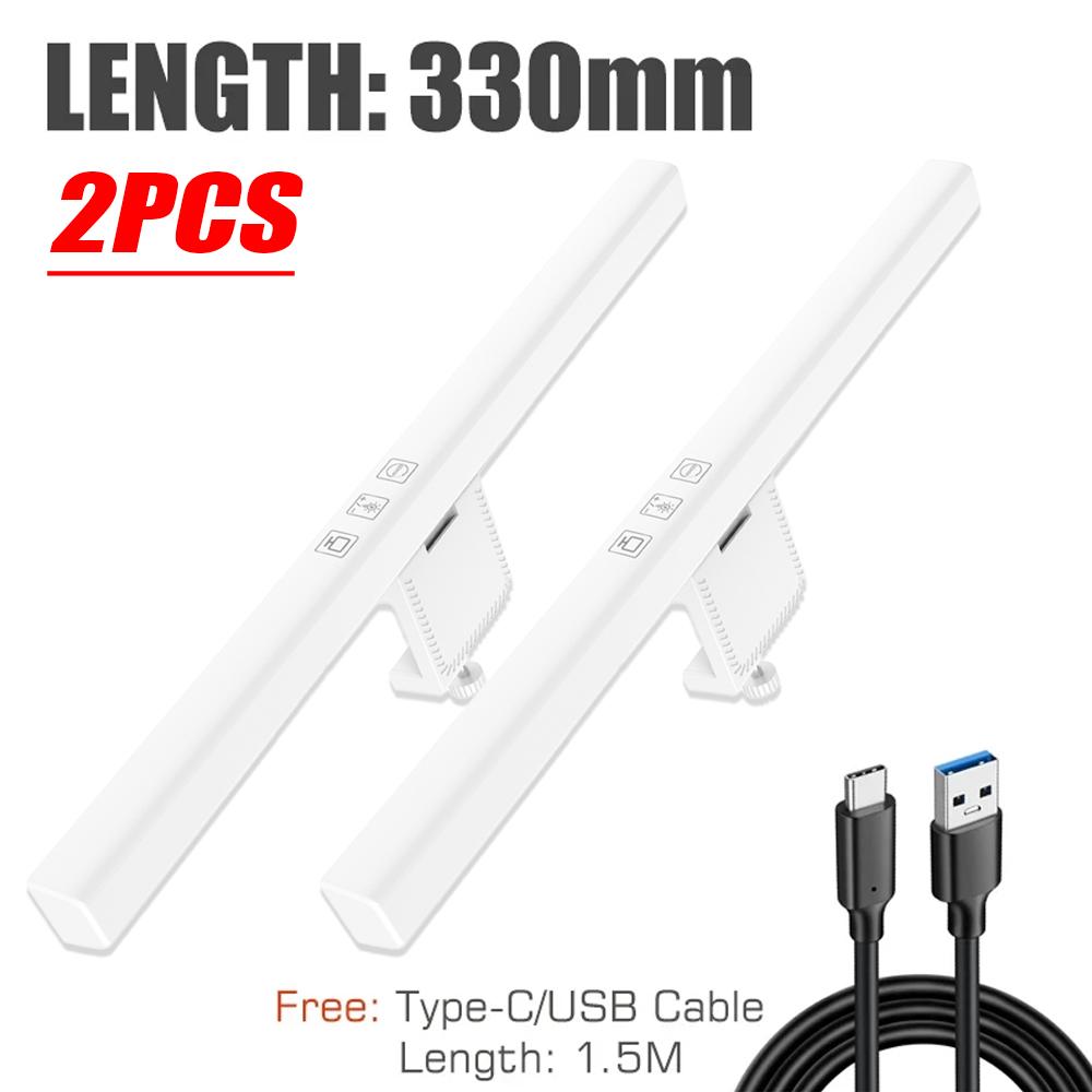 Eye-Care Desk Lamp 30cm LED Computer PC Monitor Screen Light Bar Stepless Dimming Reading USB Powered Hanging Table Lamp