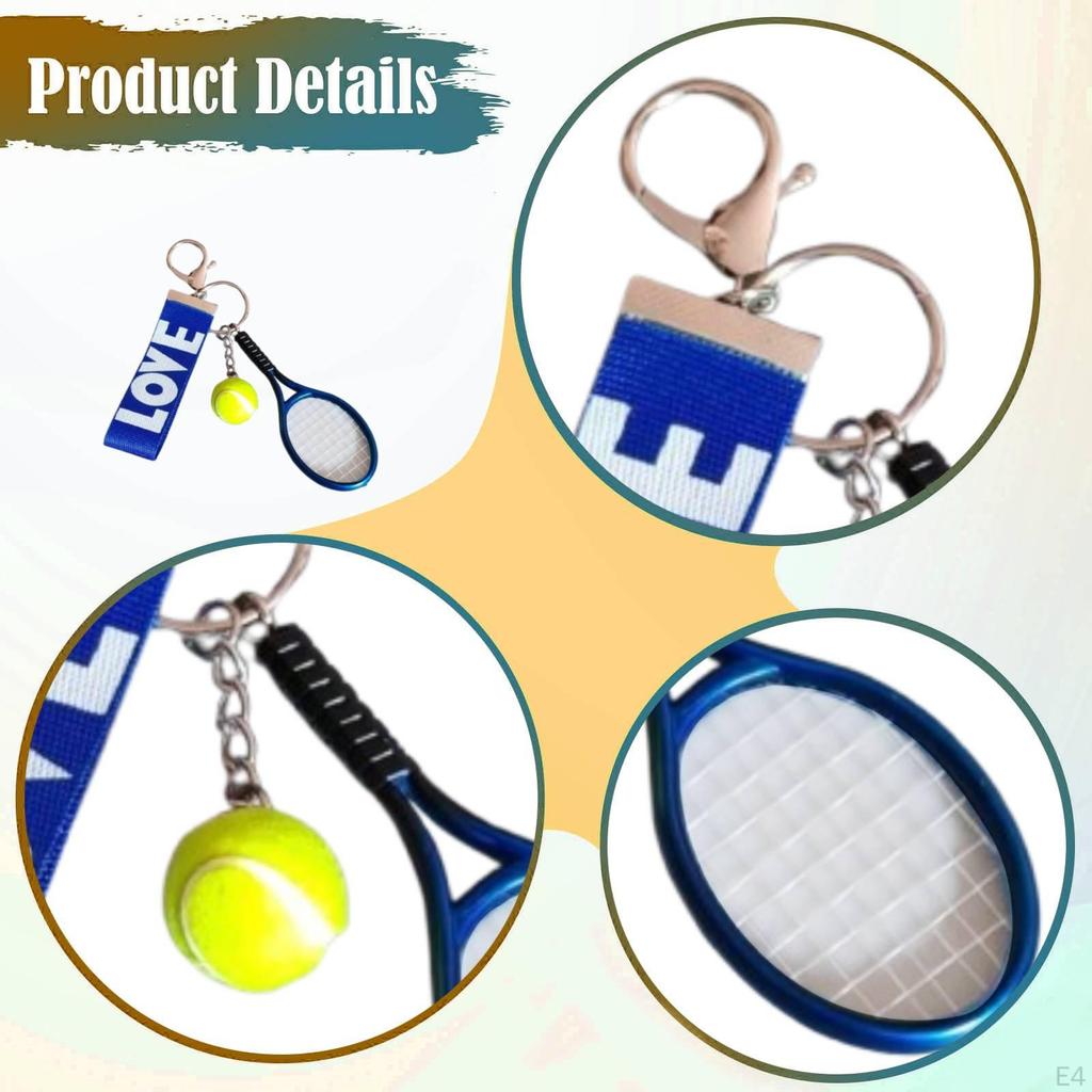 Tennis Racket Ball Keychain Chain Pendant for