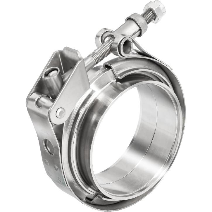 TIROL 2.5 V Band Clamp Quick Release 2.5 Inch Exhaust Clamp with Exhaust Flange Male Female Stainless Steel for Turbo Downpipes