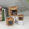 24pcs Hexagonal Party Gift Boxes with Ribbon 3 Size Kraft Paper Party Favor Boxes Folden Gift Wrap Box Display Box for Wedding Birthdays Packaging Box