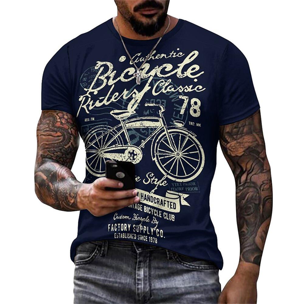Vintage Bike Graphic T Shirt for Men Clothing 3D Printed Bicycle T-Shirt Gym Sport Tops Tee Streetwear Men Clothes Short Sleeve