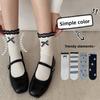 Female Spring and Autumn Bow Boneless Sweat Absorbent Tube Pile Pile Cotton Socks