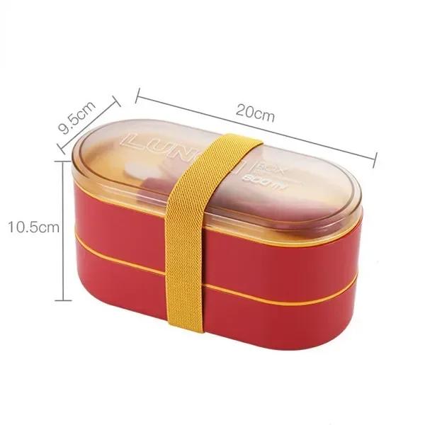 Healthy Material Double Layer Lunch Box With Fork and Spoon, Microwave Bento Boxes, Dinnerware Set, Food Storage Container