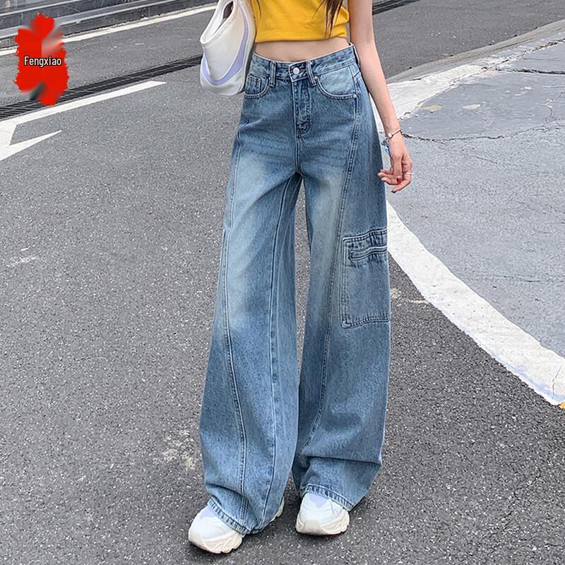 

Women s Retro High-Waist Loose Wide-Leg Jeans XL