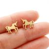 Stainless Steel Mini Stud Earrings Women Hedgehog Horse Rabbit Kitty Earings for Girls Vintage Tree of Life Ear Studs