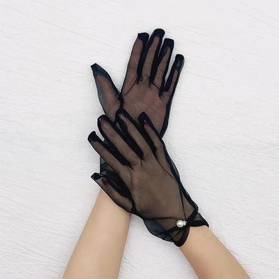 Sommer Einfache Sonnencreme Netz Spitze Dünne Perlenhandschuhe Brautkleid Schleier Accessoires Handschuhe