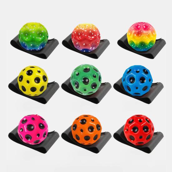 High Elastic Rebound Wrist Ball with Polygonal Grip And Moon Bumps for Kids And Seniors Stress Relief Fitness Toy Adjustable Cord Wrist Exercise Ball