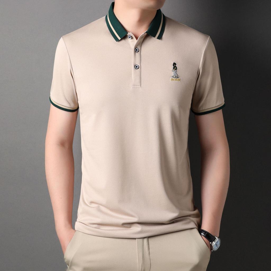 Sommer Neues Herren-Poloshirt Mode für Männer mittleren Alters Marken-Leichtes Business-Casual Kurzarm-T-Shirt