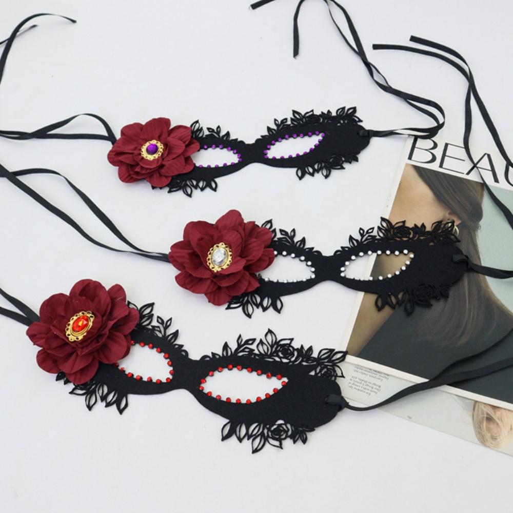Black Flower Mask Charming Masquerade Eye Mask Princess Masquerade Mask Adjustable For Special Event Evening Event Costume