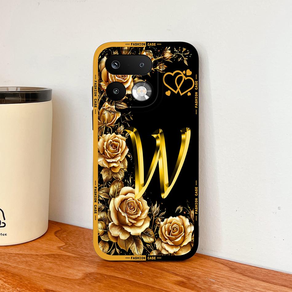 Phone Case For Realme 16 Pro Plus 5G Pretty Rose Letter Lightweight Funda For Realme 16Pro+ Anti Drop Soft Liquid Silicone Shell