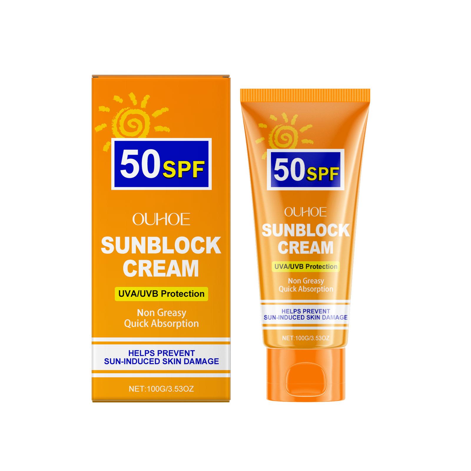 

Солнцезащитный крем SPF50 Солнцезащитный блок Длительное увлажнение Отбеливание Контроль жирности Водостойкий Защитник кожи Лосьон для защиты от солнца 100g