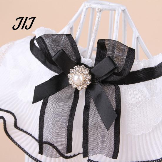 Puppy Formal Neckwear Lace Ruffle Cat Collar, Elegant Pet Bandana Bib with Bow Knot, Retro Costume for Party Cute Princess Collar Cats Small
