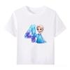 Disney Frozen Elsa Number Print Kids Cotton T-Shirt Girls Boys Breathable Short Sleeve Tee Cartoon Fashion Children's Clothes