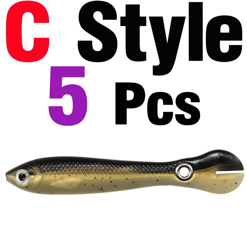 MNFT 5Pcs/Lot Soft Bionic Bass Fishing Lure Swimbaits Simulation Loach Soft Lure, Fishing Bait for Saltwater & Freshwater (as the picture,70mmx2g)