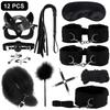 Sexy Leather BDSM Kits Handcuffs Nipple Clamps Whip Spanking Plush Sex Bondage Set Handcuffs Sex Games Sex Toys for Women Men