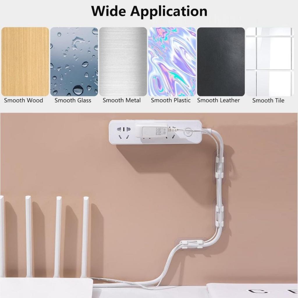 20 Stück Kabelklemmen mit großen Klebeflächen, Kabel-TV-PC-Kabelklemmen, ordentlich aufgeklebt, Organizer für Drähte und Kabel, Weiß