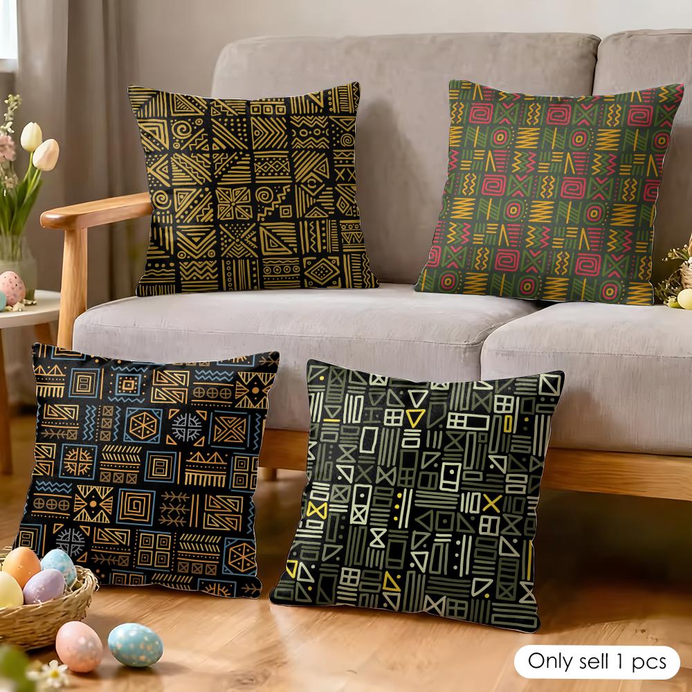 African Tribal Pattern Cushion Cover Soft Plush Fabric DoubleSided Printed Cushion Covers for All Seasons Modern HomeDecor Gift