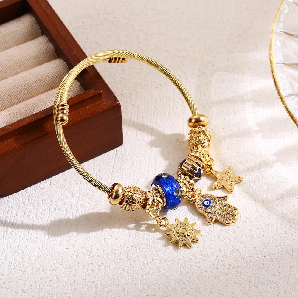 Браслет JYL TS DIY Подвеска Ладонь Солнце Регулируемый Приносит Тепло и Надежду royal blue жёлтый