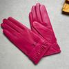 Womens Sheepskin Leather Gloves Warm Fleece Lined Cute Lace Trim Winter Driving Split Finger