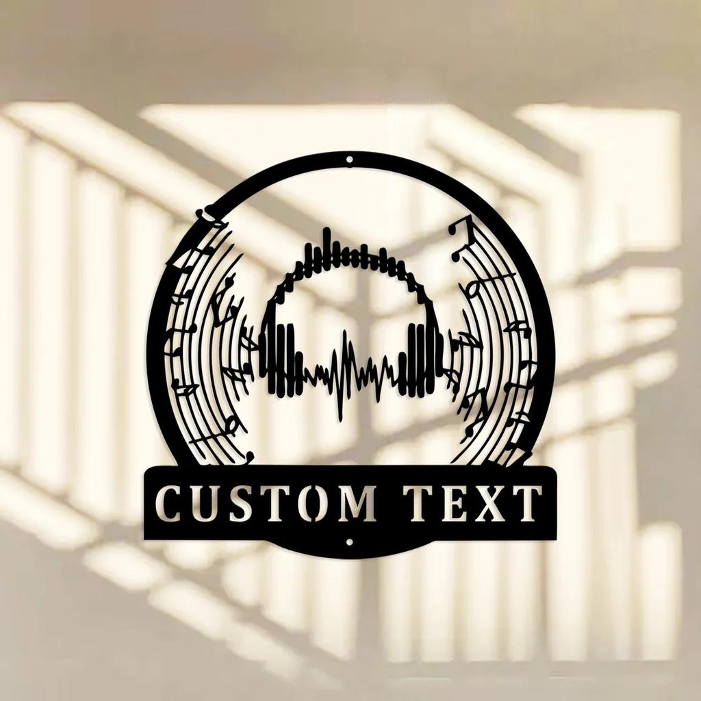 Retro Music Headphone Metal Wall Art, Personalized Name Sign for Home Decor, Vintage Metal Tin Sign