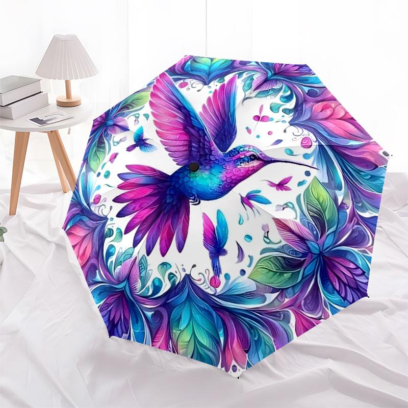 1pc Hummingbird Floral Mandala Artwork Umbrella with Plastic Handle,Suitable for All Seasons Home Travel Outdoor UmbrellaDD1034