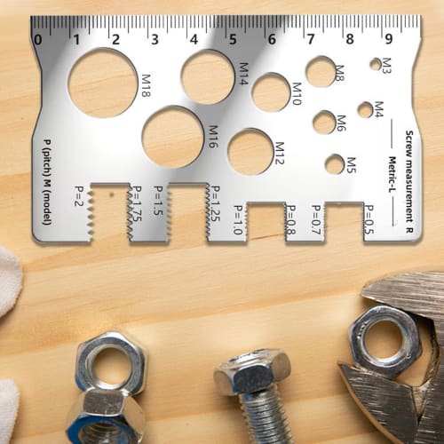 Thread Size Checker - Bolt & Nut Measuring Tool - Stainless Steel Thread Measuring Tool for Mechanics, Engineers, and Manufacturing Technicians