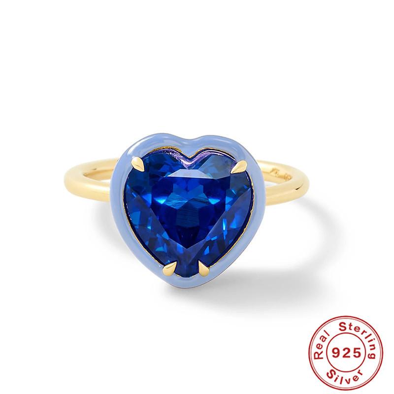 

Heart-Shaped Gemstone Dripping Oil Ring, Color Glaze Summer Enamel Ring, Ring Engagement, Luxury High-End Diamond Ring, Qixi Festival Gift Opening adjustable