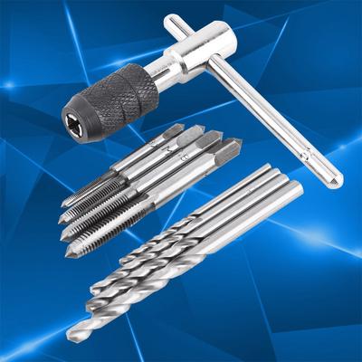 Portable 9Pcs/Set Screw Taps & T-Shaped Wrench & Drill Bits Threading Tapping Hand Tool Kit High Quality Bearing Steel