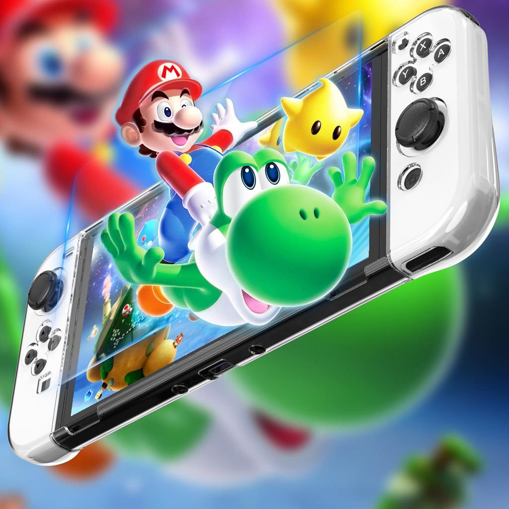 HEYSTOP Switch OLED case with Switch OLED Switch OLED 4in1 case set Switch OLED PC cover Glass film Thumb cap Storage bag nylon full large shock