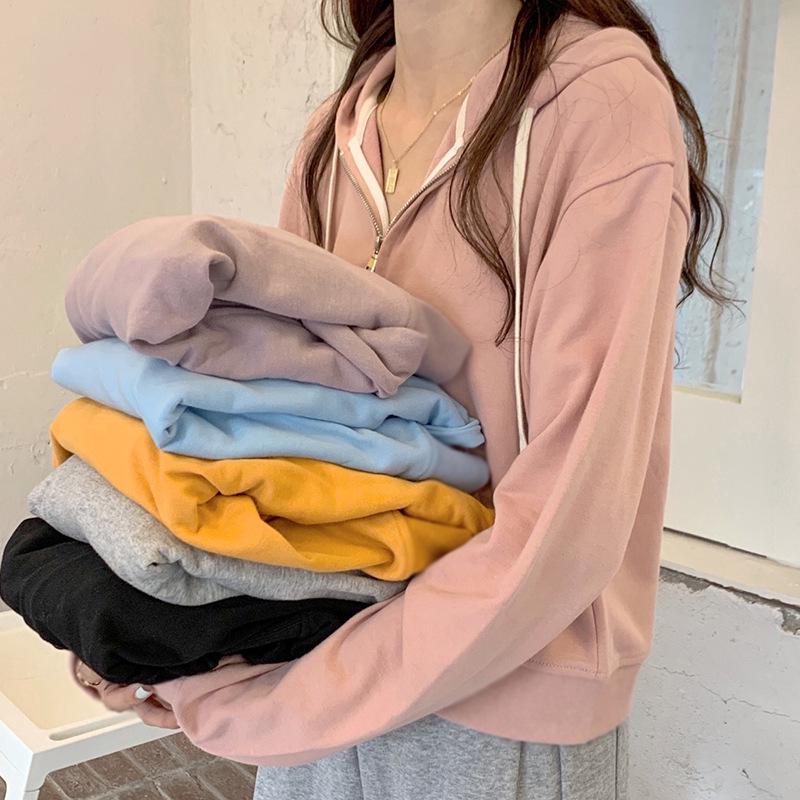 Women's Thin Hooded Sweatshirt Jacket - New Loose Korean Style, Short Trendy Design for Spring & Autumn 2025