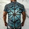 Men's Halloween Print Vintage Texture Short Sleeve T Shirt Loose Breathable Summer Sports Streetwear Casual Everyday Top