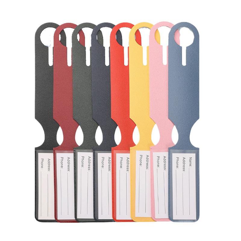 

1PC PU Leather Luggage Tag Long Style Baggage Suitcase Bag ID Name Addres Holder Boarding Tags Portable Label Travel Accessories