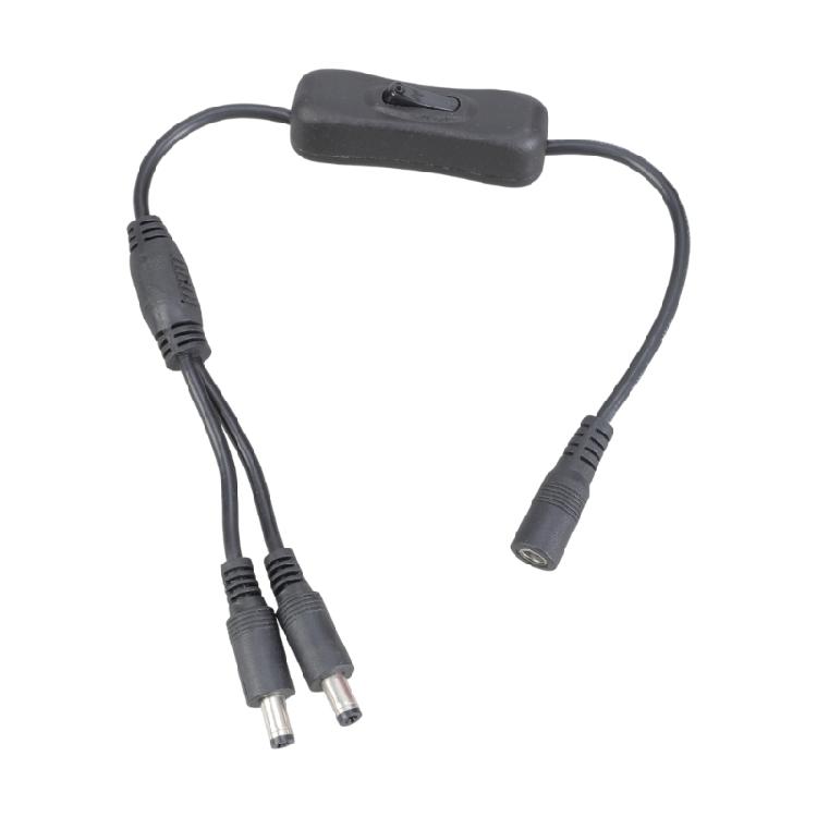 5.5x2.1mm DC5521 Y Splitter Cable with Switcher Female to 2 Male Power Extension for LED and CCTV 37CM
