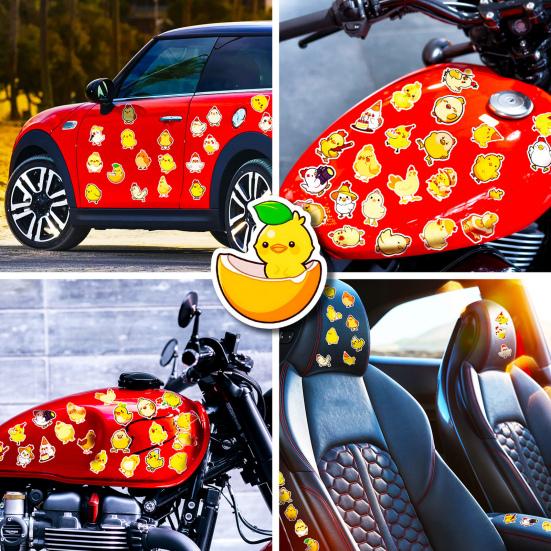 50Pcs Easter Chick Stickers Waterproof DIY Vinyl Art Decorative Graffiti Stickers Diverse Styles Cartoon Chicken Family Cute Decals for Water