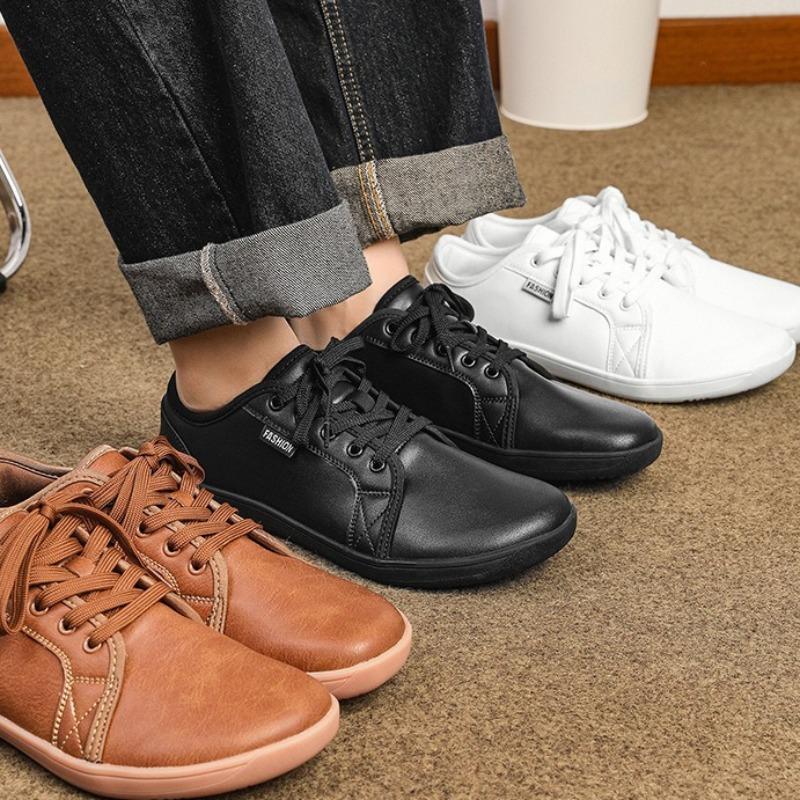 Zapatos Anchos de Moda Unisex para Pies Descalzos Ligeros de Cuero Zapatos Casuales Planos de Caminar Casuales para Exteriores Zapatilla de Punta Más Ancha de Moda para Hombres Mujeres